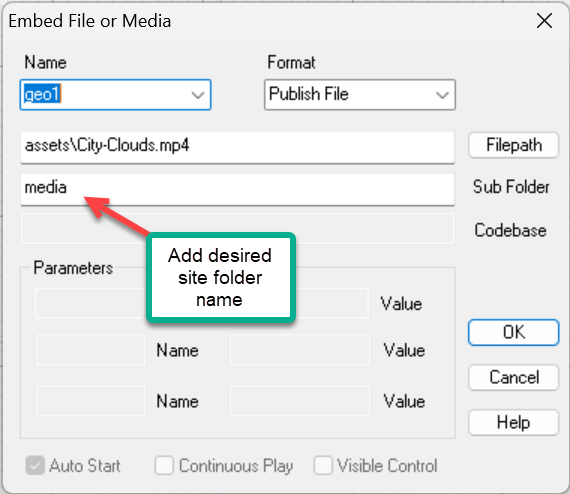 Publish File Sub-folder